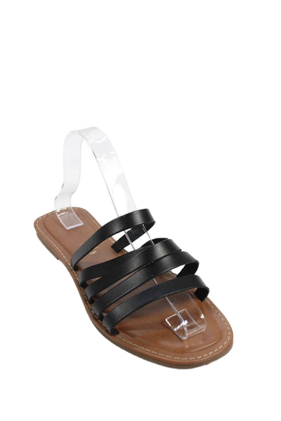 Seychelles Womens Leather Strappy Slide Sandals Black Size 9