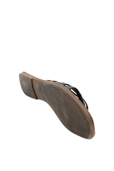 Seychelles Womens Leather Strappy Slide Sandals Black Size 9