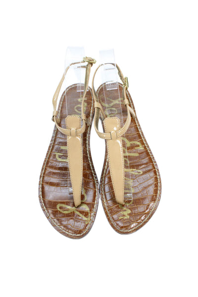 Sam Edelman Womens Patent Leather Ankle T Strap Sandals Brown Size 8.5