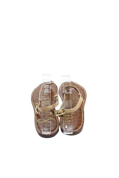 Sam Edelman Womens Patent Leather Ankle T Strap Sandals Brown Size 8.5