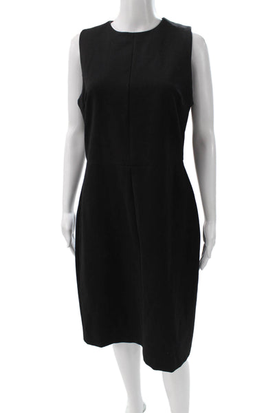 Vince Women Sheath Dress Black Sleeveless Round Neck Cotton Blend Size 10