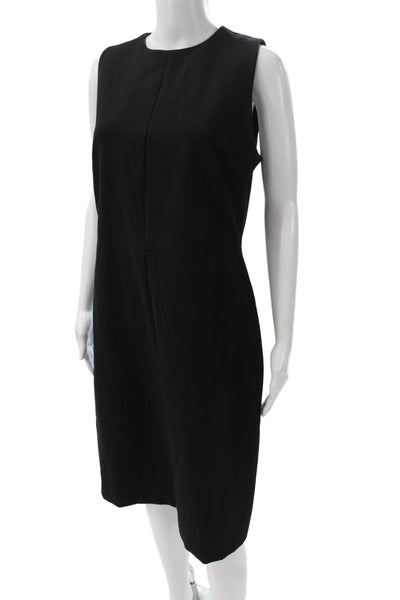 Vince Women Sheath Dress Black Sleeveless Round Neck Cotton Blend Size 10