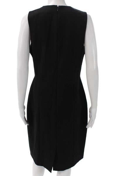Vince Women Sheath Dress Black Sleeveless Round Neck Cotton Blend Size 10