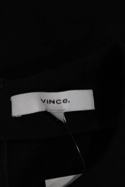 Vince Women Sheath Dress Black Sleeveless Round Neck Cotton Blend Size 10