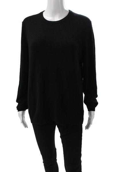 Amicale Women Black 100% Cashmere Pullover Sweater Crew Neck Size L