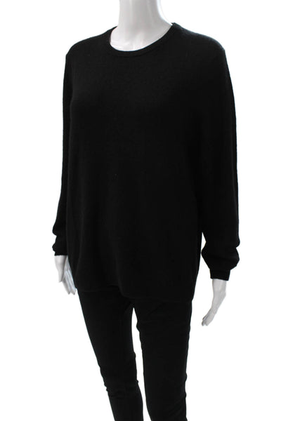 Amicale Women Black 100% Cashmere Pullover Sweater Crew Neck Size L