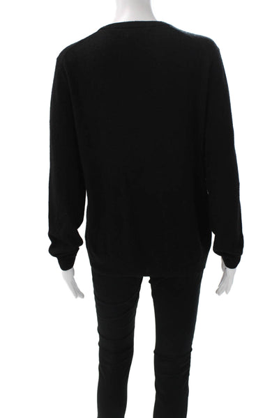 Amicale Women Black 100% Cashmere Pullover Sweater Crew Neck Size L