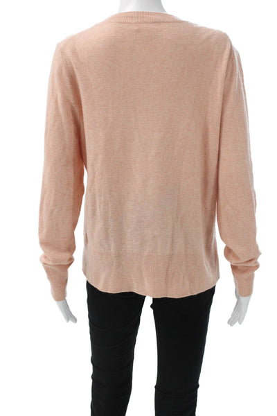 J Crew Womens 100% Cashmere Crew Neck Pullover Sweater Pink Size L