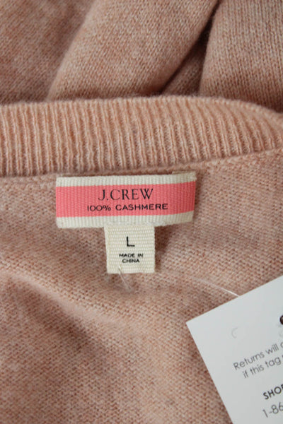 J Crew Womens 100% Cashmere Crew Neck Pullover Sweater Pink Size L