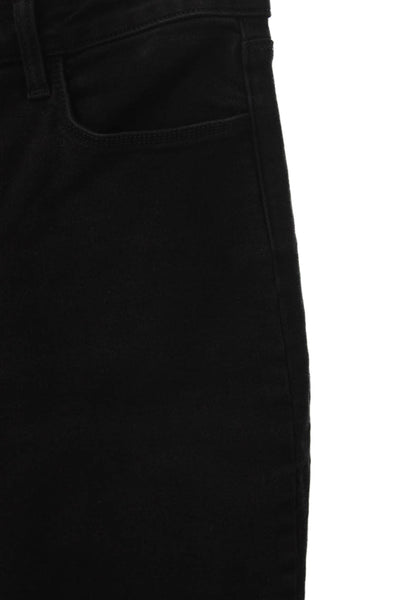 L Agence Womens Skinny Jeans Black Cotton High Rise Button Size 29