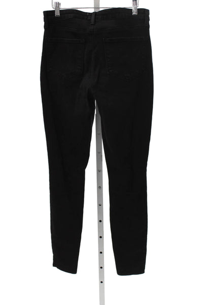 L Agence Womens Skinny Jeans Black Cotton High Rise Button Size 29