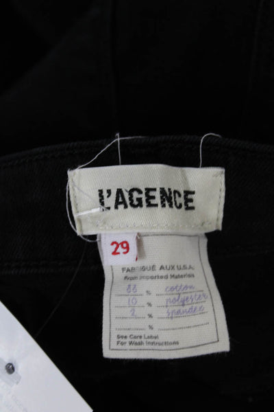 L Agence Womens Skinny Jeans Black Cotton High Rise Button Size 29