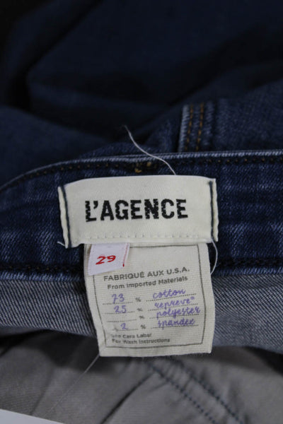 L Agence Women High Rise Skinny Jeans Blue Cotton Button Closure Size 29