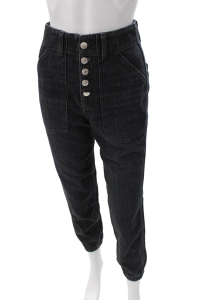 Veronica Beard Womens Ankle Jeans Black Cotton Button Size 24
