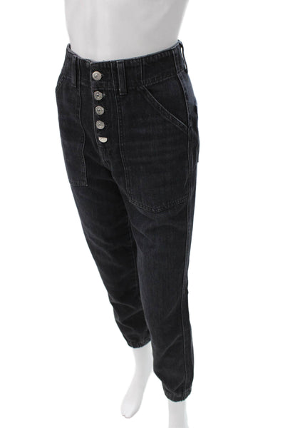 Veronica Beard Womens Ankle Jeans Black Cotton Button Size 24