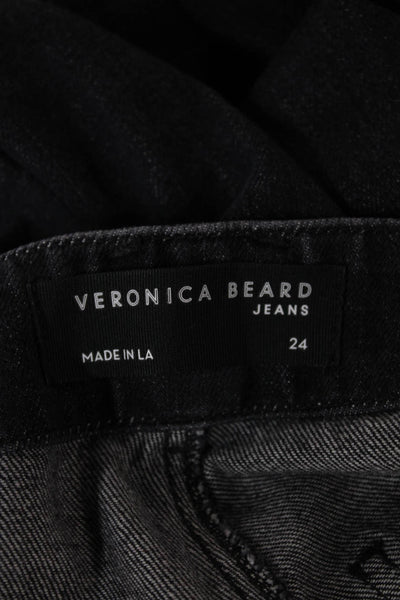 Veronica Beard Womens Ankle Jeans Black Cotton Button Size 24