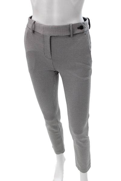 Theory Womens Dress Pants Black Striped Button Size 00
