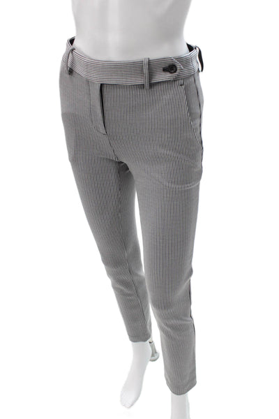 Theory Womens Dress Pants Black Striped Button Size 00