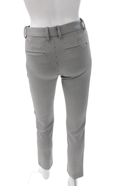 Theory Womens Dress Pants Black Striped Button Size 00