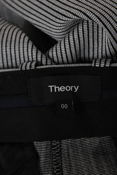 Theory Womens Dress Pants Black Striped Button Size 00