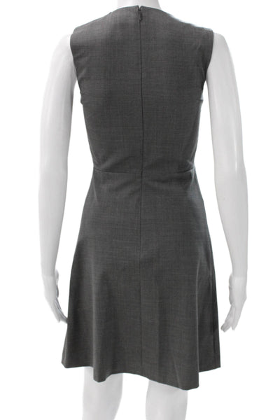 Theory Womens Sheath Dress Gray Sleeveless Virgin Wool Solid Short Zip Size 00