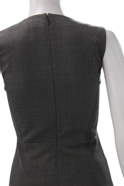 Theory Womens Sheath Dress Gray Sleeveless Virgin Wool Solid Short Zip Size 00