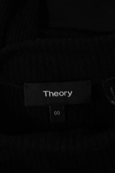 Theory Women Mini Dress Black Mock Neck Long Sleeve Acrylic Zip Size 00