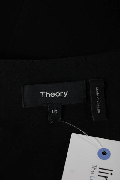 Theory Womens Black Shift Dress Short Sleeve Crew Neck Zip Triacetate Size 00