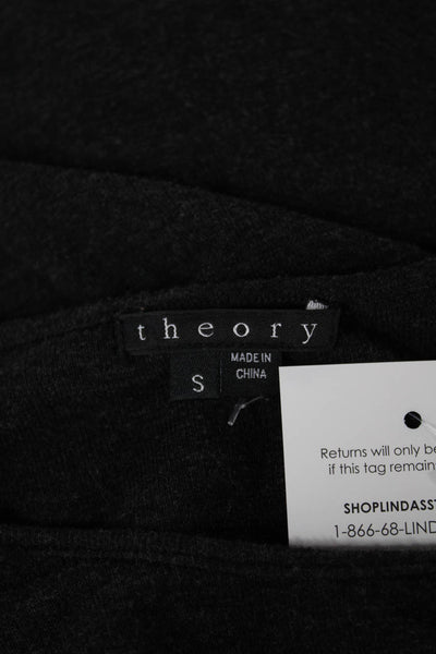 Theory Women Shift Dress Gray Long Sleeve Round Neck Short Size S