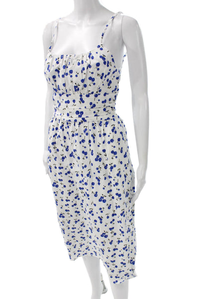 HVN Womens Sundress White Floral Cotton Square Neck Knee Length Size 0