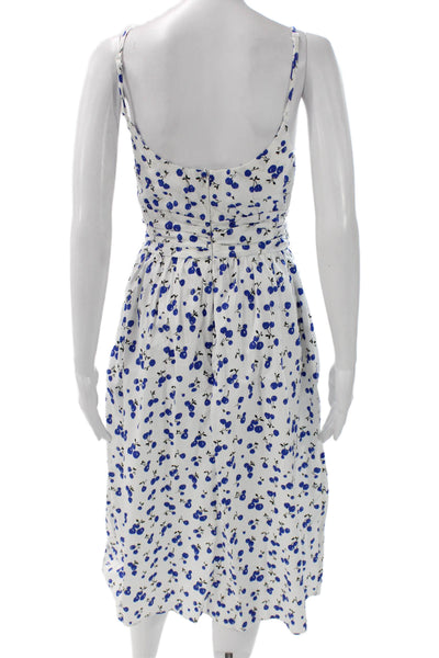 HVN Womens Sundress White Floral Cotton Square Neck Knee Length Size 0