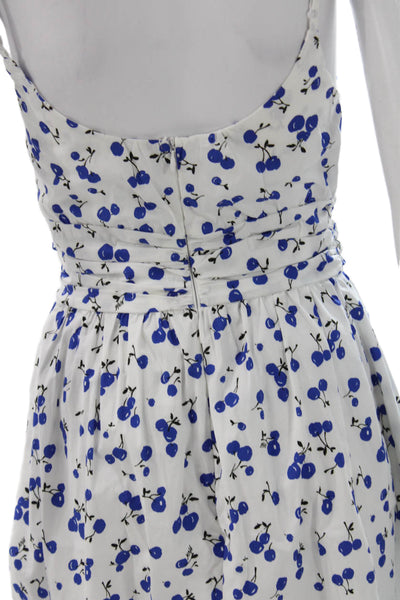 HVN Womens Sundress White Floral Cotton Square Neck Knee Length Size 0