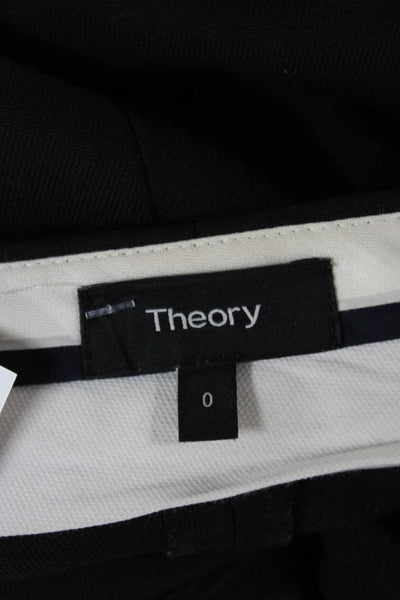Theory Womens Dress Pants Black Polyester Button Size 0