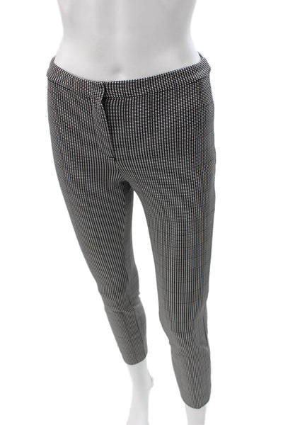 Theory Womens Black Check Nylon Dress Pants Zip Closure Size 00