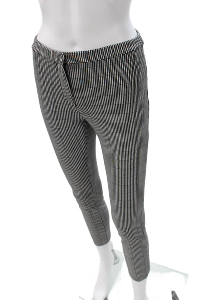 Theory Womens Black Check Nylon Dress Pants Zip Closure Size 00