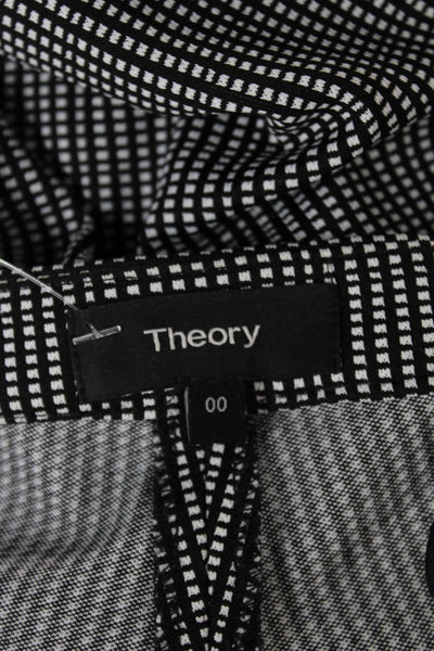 Theory Womens Black Check Nylon Dress Pants Zip Closure Size 00