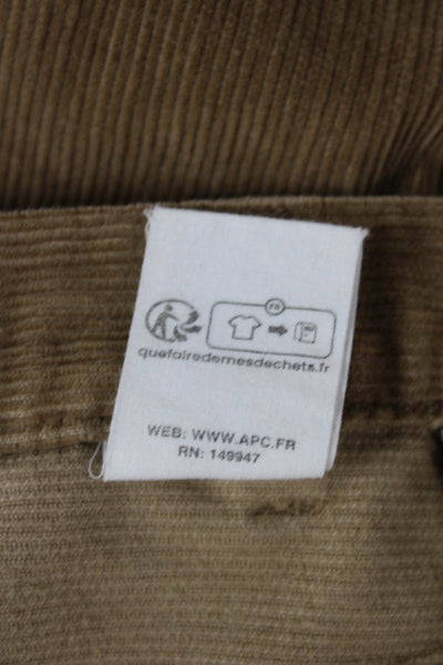 APC Women Ankle Pants Brown Cotton Button Inseam 27 Size 25