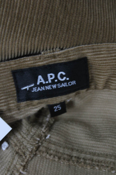 APC Women Ankle Pants Brown Cotton Button Inseam 27 Size 25