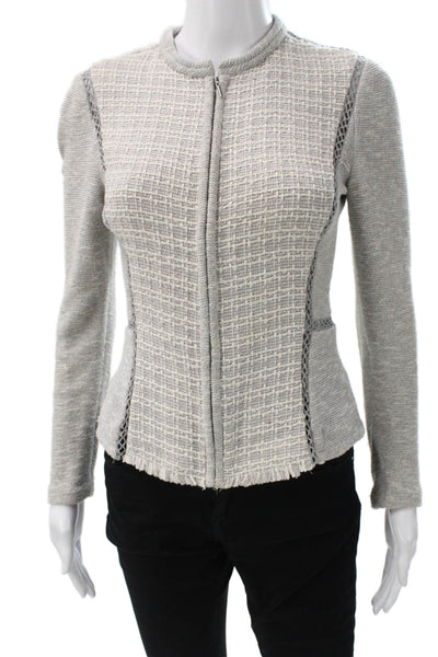 Rebecca Taylor Womens Gray Tweed Basic Jacket Zip Long Sleeve Size 0