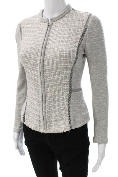 Rebecca Taylor Womens Gray Tweed Basic Jacket Zip Long Sleeve Size 0