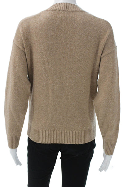 Sloane Womens Pullover Sweater V-Neck Beige Wool Blend Size XS