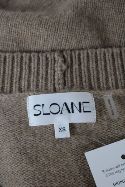 Sloane Womens Pullover Sweater V-Neck Beige Wool Blend Size XS