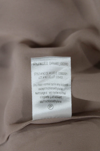 Theory Womens Basic Silk Collared Sleeveless Petite Blouse Beige Size XS