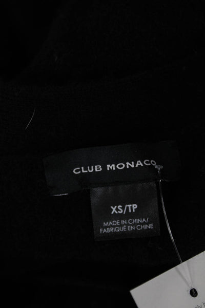 Club Monaco Womens Sweater Dress Black Wool V Neck Long Sleeve Button Size XS