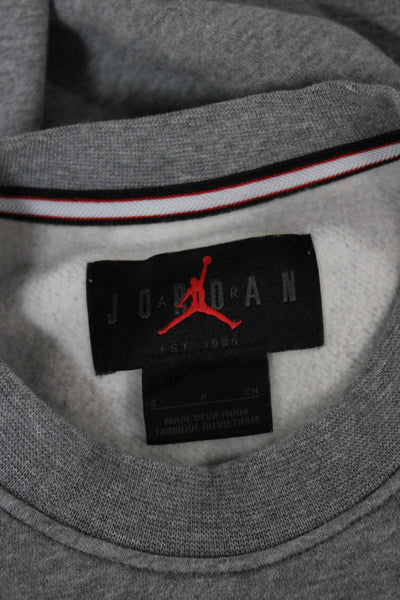 Air Jordan Mens Gray Plaid Crewneck Pullover Sweatshirt Size S