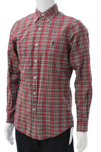 Polo Ralph Lauren Mens Plaid Classic Fit Button Down Shirt Red Green Size Small