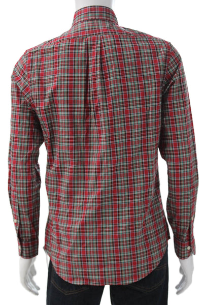 Polo Ralph Lauren Mens Plaid Classic Fit Button Down Shirt Red Green Size Small