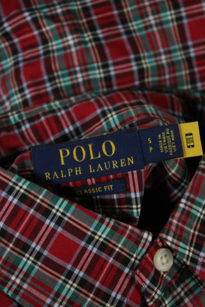 Polo Ralph Lauren Mens Plaid Classic Fit Button Down Shirt Red Green Size Small