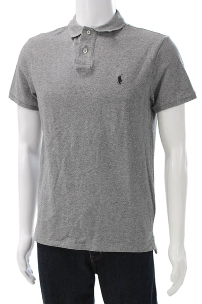 Polo Ralph Lauren Mens Short Sleeves Slim Fit Polo Shirt Grey Cotton Size Medium