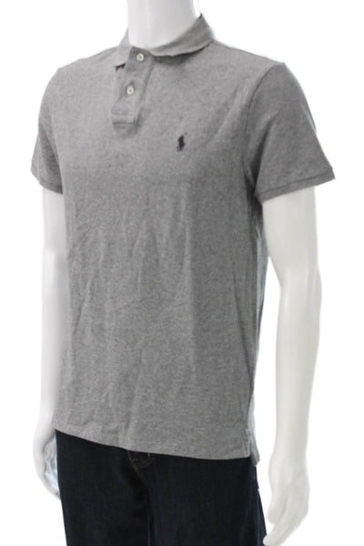 Polo Ralph Lauren Mens Short Sleeves Slim Fit Polo Shirt Grey Cotton Size Medium
